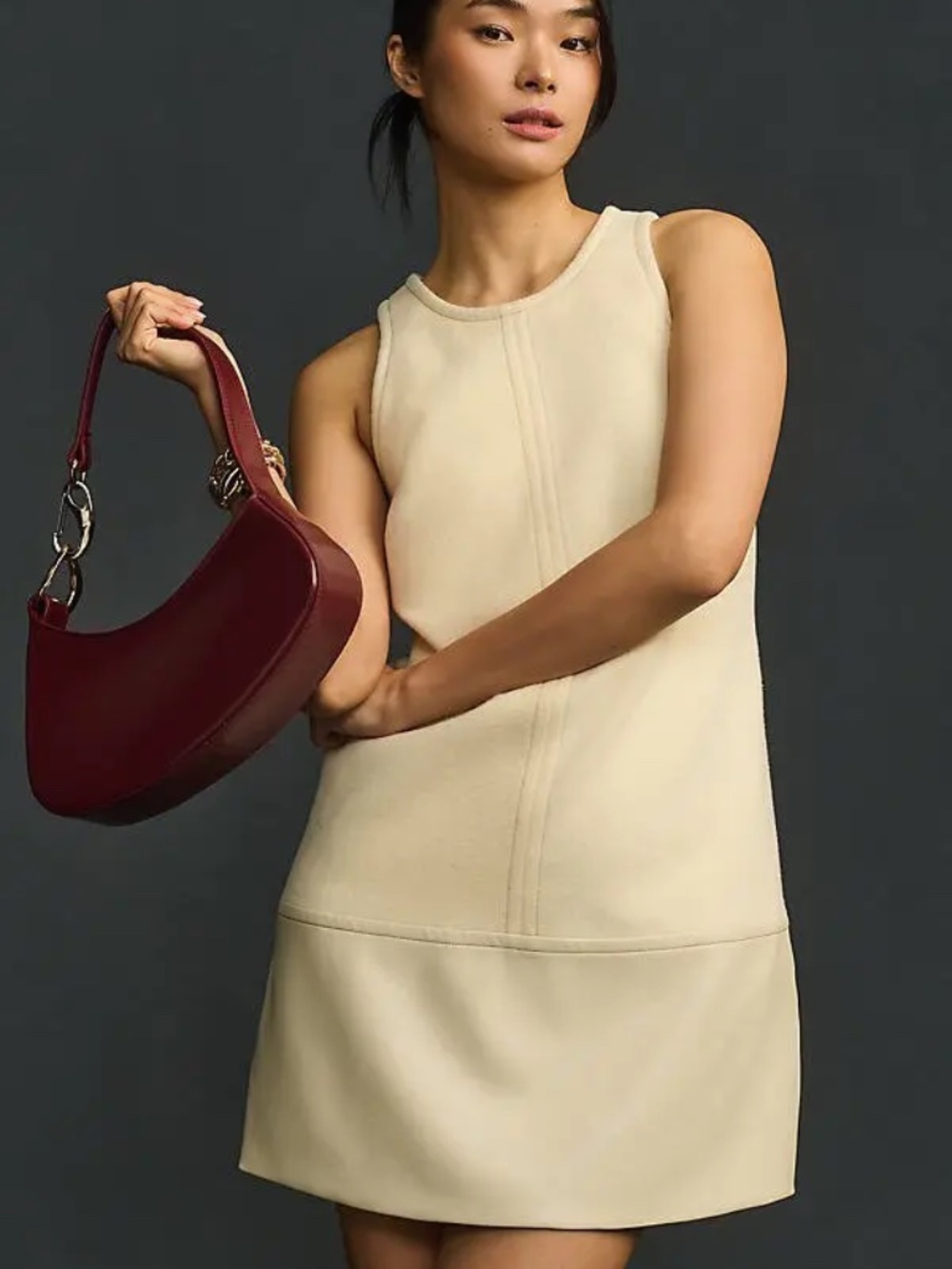 Anthropologie Faux-Leather Shift Mini Dress - Picture 2 of 6